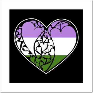 Genderqueer Flag LGBT+ Heart Posters and Art